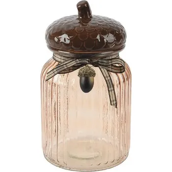 Dóza na potraviny Dekorativní dóza žalud skleněná Ø 11 x 20 cm