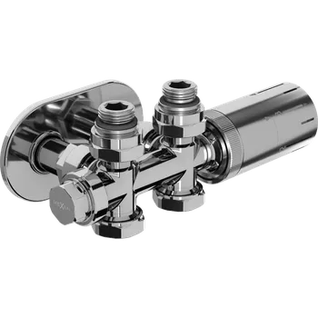 Mexen G05 termostatická sada úhlová/přímá s krytkou R, Duplex, DN50, chrom - W908-958-905-01 Připojovací sady