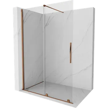 Mexen Velar posuvná sprchová stěna Walk-in 130 x 200 cm, transparentní 8 mm, růžové zlato - 871-130-000-03-60 Sprchové stěny