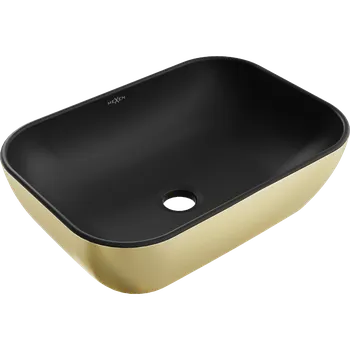 Mexen Rita umyvadlo na desku 45 x 32 cm, černá mat/zlatá - 21084576 Koupelnové umyvadla