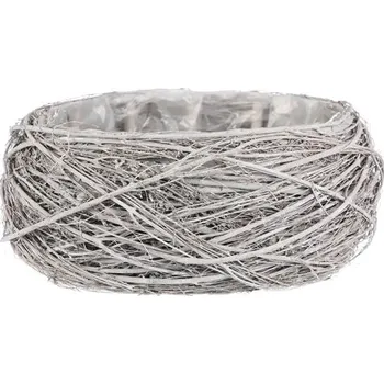 Obal na květináč Proutěný obal na květináč šedo-bílý 1/3 největší 40x16 cm