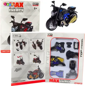 autíčko LEAN Toys Motocykl ke sestavení, šroubovací, kovový 1:14 DIY modrý