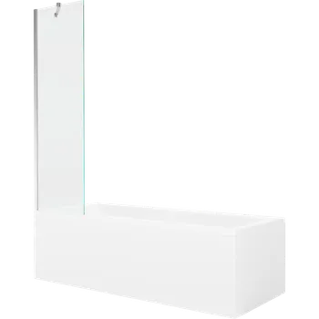 Vana Mexen Cubik obdélníková vana 150 x 70 cm s krytem a 1-křídlovou zástěnou 50 cm, transparentní, chrom Vany se zástěnou