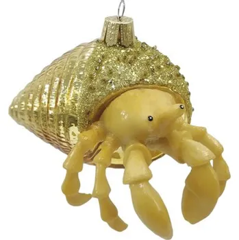 Vánoční ozdoba Vánoční ozdoba skleněná krab poustevník 10 cm zlatá