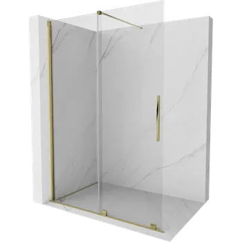 Mexen Velar posuvná sprchová stěna Walk-in 150 x 200 cm, průhledná 8 mm, zlatá - 871-150-000-03-50 Sprchové stěny