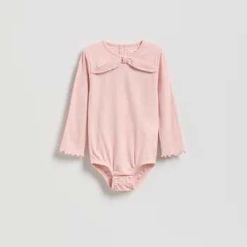 Reserved - Body z žebrovaného úpletu s aplikací - pastelově růžová - 208FU-03X - 208FU-03X-80