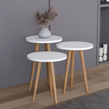 Konferenční stolek Vcm 3dílný odkládací stolek Barilo, bílý