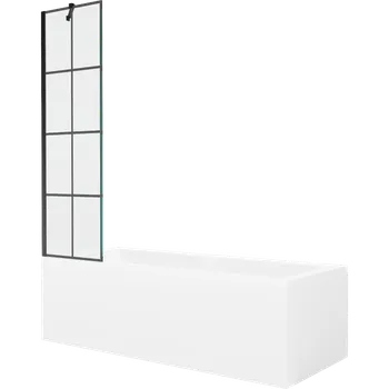 Vana Mexen Cubik obdélníková vana 170 x 70 cm s krytem a 1-křídlou zástěnou 50 cm, černý vzor - 550317070X9505007077 Vany se zástěnou