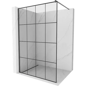 Mexen Kioto sprchová zástěna Walk-in 160 x 200 cm, černá mřížka 8 mm, gun gray kartáčovaný - 800-160-101-66-77 Sprchové stěny