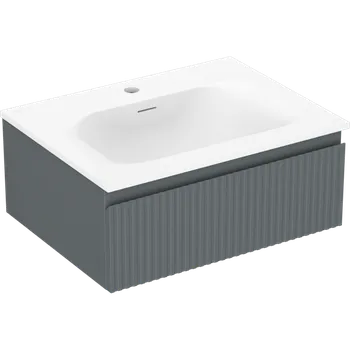 Koupelnový nábytek Mexen Rivel koupelnová skříňka 60 cm s umyvadlem Vela, 1 zásuvka, drážkovaná, grafit mat/bílá mat - 91A20-06023-1-BF66-W23M01 Skříňky s umyvadlem