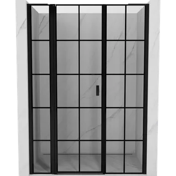 Mexen Mist L levé sprchové dveře, otevírací, 150 cm, černá mřížka, černé - 8A4L-150-001-70-77-L Sprchové dveře