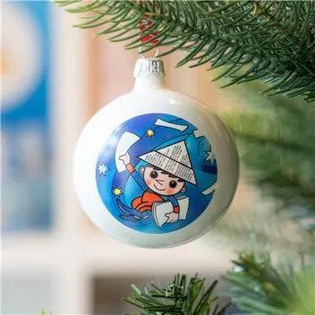 Vánoční ozdoba GLASSOR Skleněná ozdoba – Večerníček v hvězdné obloze 8 cm