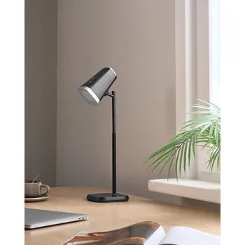 Stojací lampa Kancelářská stolní nástěnná lampa 2v1 černá odnímatelné rameno plynulý stmívač CCT Beliani