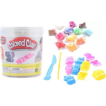 Modelovací hmota Sada na modelování v kyblíku – 12 barev modelíny a formičky