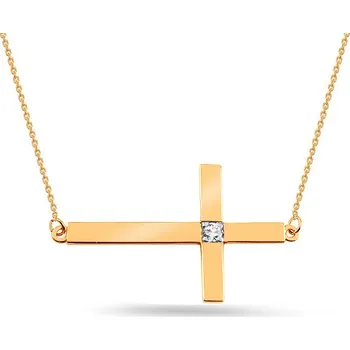 Náhrdelník iZlato Diamantový zlatý náhrdelník s křížkem 0,005 ct BSBR062 Žluté zlato