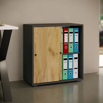 Šatní skříň Vcm Kancelářská skříň Lona L s posuvnými dveřmi, antracitová