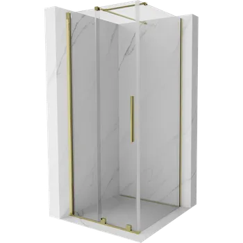 Mexen Velar posuvná sprchová kabina 90 x 90 cm, transparentní, zlatá - 871-090-090-01-50 Sprchové kouty