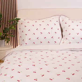 Vyšívané bavlněné povlečení 140x200 set třešňový sen