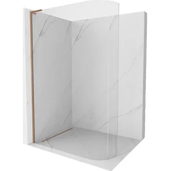 Mexen Kioto-R L zaoblená sprchová stěna Walk-in 120 x 200 cm, transparentní, kartáčovaná měď - 800-120-103-65-06 Sprchové stěny