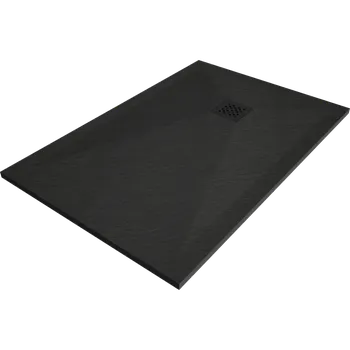 Sprchová vanička Mexen Stone+ obdélníková sprchová vanička 110 x 80 cm, černá, černý kryt - 44708011-B Obdélníkové sprchové vaničky