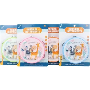 Hudební nástroj pro děti Tamburína se zvířátky 16 cm