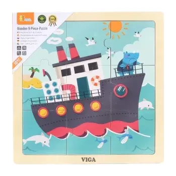 Puzzle Dřevěné puzzle loď 9 dílků Viga