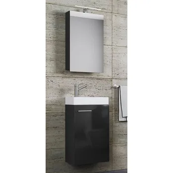 Koupelnový nábytek Vcm Koupelnová sestava Slito se zrcadlovou skříňkou a osvětlením, černá