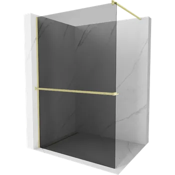 Mexen Kioto+ sprchová stěna s poličkou Walk-in 110 x 200 cm, grafit, zlato kartáčované - 800-110-121-55-40 Sprchové stěny