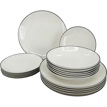 Talíř by inspire Linea Black 18dílná sada talířů 27/20,5/19 cm 6 ks bílá