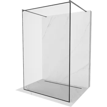 Mexen Kioto volně stojící sprchová stěna 100 x 200 cm, černý rámeček 8 mm, kartáčovaný gun gray - 800-100-002-66-70 Sprchové stěny