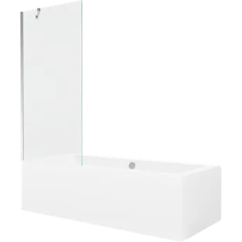 Vana Mexen Cube obdélníková vana 180 x 80 cm s obložením a 1-křídlou zástěnou 80 cm, transparentní, chrom - 550518080X9508000001 Vany se zástěnou