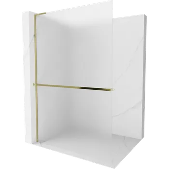 Mexen Kioto+ L sprchová stěna s poličkou Walk-in 80 x 200 cm, matné sklo, zlatá - 800-080-123-50-30 Sprchové stěny