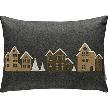 Vánoční dekorace Sander Vlněný povlak na polštář Village, 34 × 50 cm, graphite 828885-34