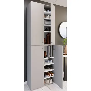 Botník Vcm Botník Lona 2XL s 10 přihrádkami, otočné dveře, šedý