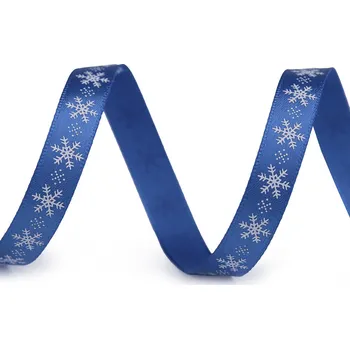 Stuha Saténová stuha vločky šíře 9 mm vánoční