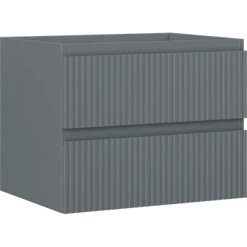 Koupelnový nábytek Mexen Rivel koupelnová skříňka pod umyvadlo 60 cm, 2 zásuvky, drážkovaná, grafit mat - 91A20-06047-2-BFF66 Koupelnové skříňky