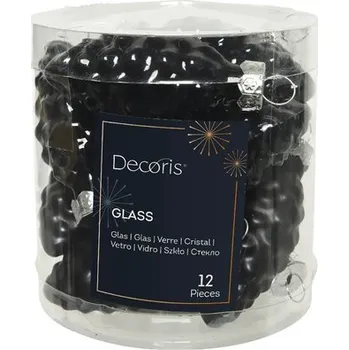 Vánoční dekorace Vánoční ozdoby šišky skleněné černé 12 ks