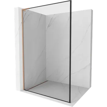 Mexen Kioto L sprchová stěna Walk-in 60 x 200 cm, černý rám, kartáčovaná měď - 800-060-103-65-70 Sprchové stěny
