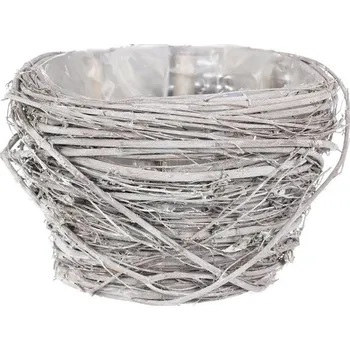 Obal na květináč Proutěný obal na květináč šedo-bílý 1/2 menší 18x13 cm