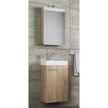 Koupelnový nábytek Vcm Koupelnová sestava Slito se zrcadlovou skříňkou a osvětlením, sonoma dub