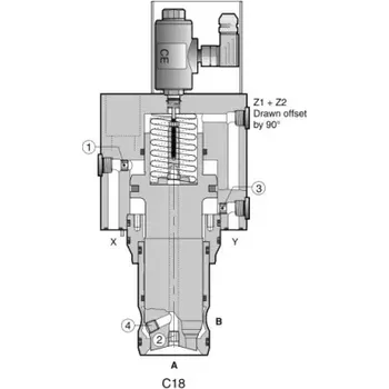 Ventil C18DEC107E25/0U99009999 hydraulický 2/2 ventil PARKER se snímáním polohy, NG25