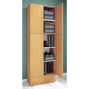 Botník Vcm Botník Lona XXL s otočnými dvířky se zásuvkou, buk