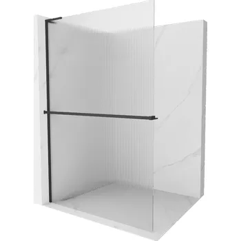 Mexen Kioto+ L sprchová stěna s policí Walk-in 70 x 200 cm, proužky, černá - 800-070-123-70-09 Sprchové stěny