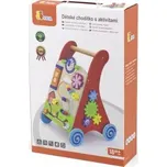 Dřevěný chodítko a aktivitní panel pro batolata Viga, červené