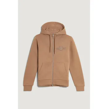 Dámská mikina MIKINA GANT REG TONAL SHIELD ZIP HOODIE WARM KHAKI