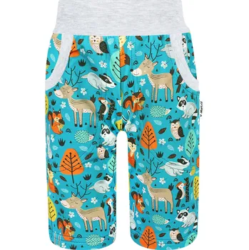 Chlapecké kraťasy V-Mart, Chlapecké bermudy Zvířátka na petrolejové (s gumou v pase) 134/140