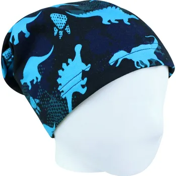 Čepice V-Mart, Jarní/podzimní čepice Dinosauři - modří 44-46 cm