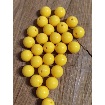 Korálek Plastové korálky Color Ø10 mm 20 ks barva žlutá