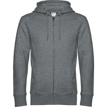 Pánská mikina B&C Unisex mikina na zip WU03K Heather Mid Grey 3XL