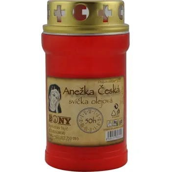 Svíčka Bony Anežka Česká hřbitovní svíčka červená 150 g 50 hodin